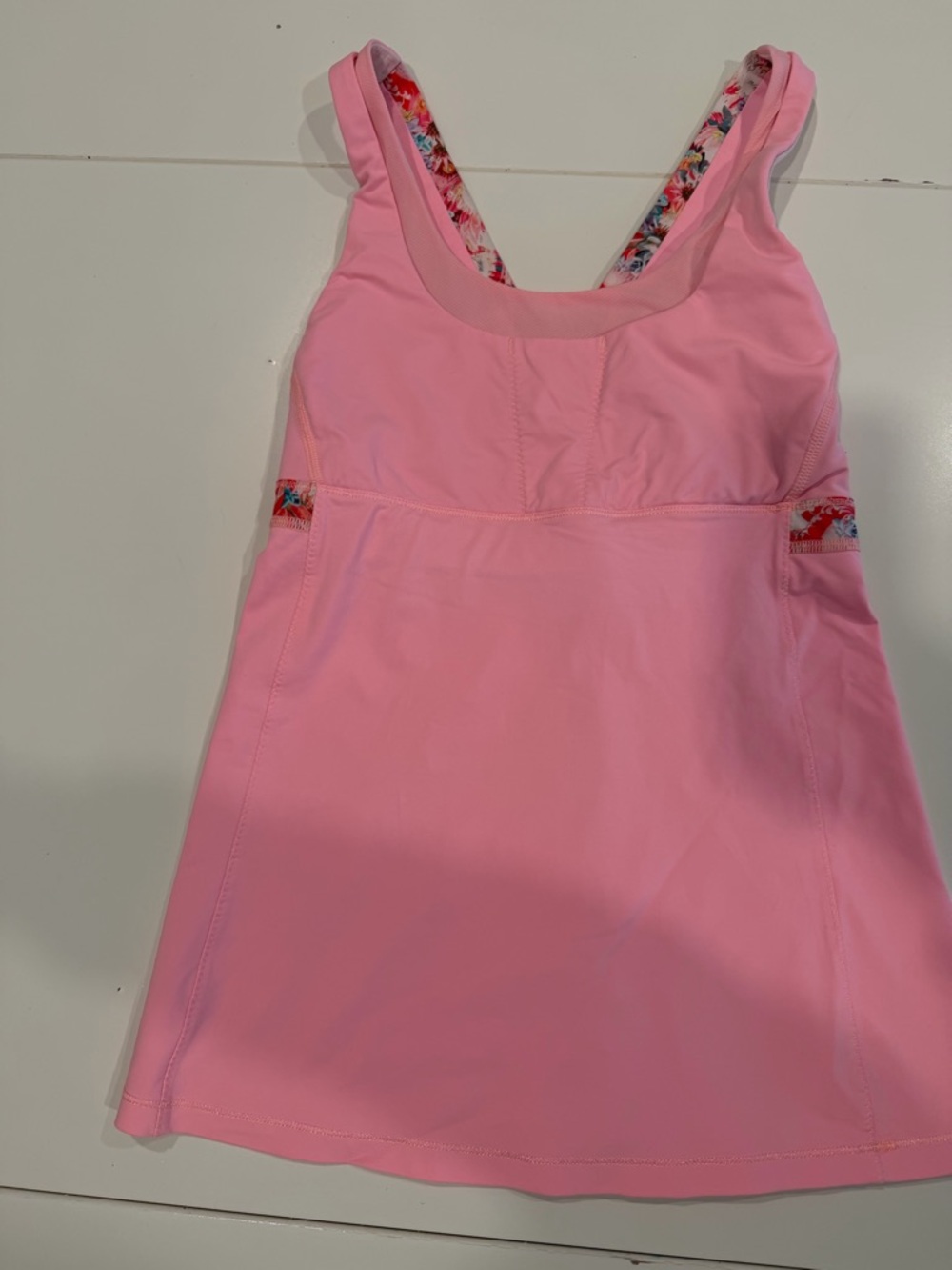 lululemon athletica Pink Athletic Tank Top with Floral Trim